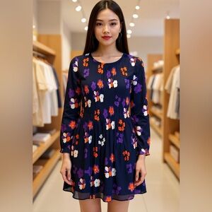 Zadig & Voltaire Rodin Print Arty Print Black Floral Mini Dress Size M